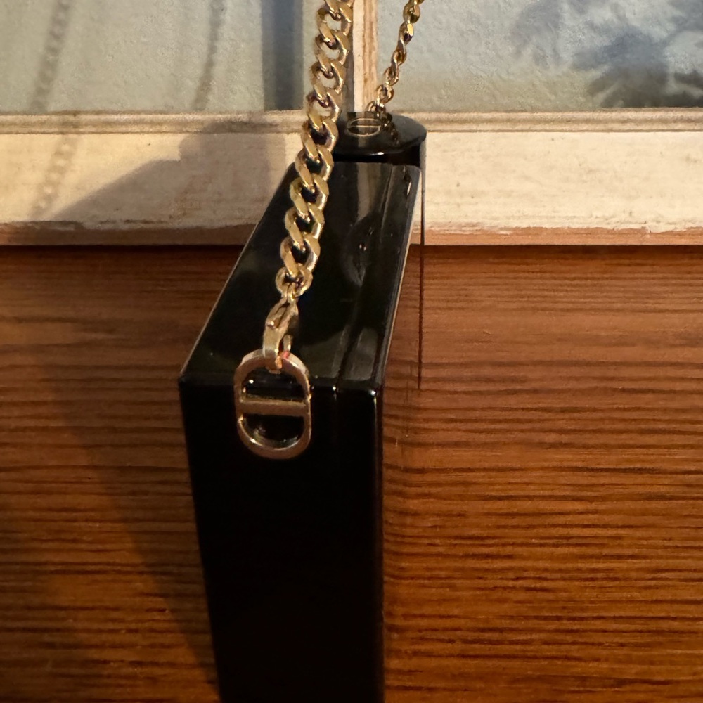 Christian Dior Black Acrylic Crossbody Purse with attached lipstick case - Picture 3 of 8